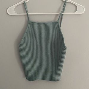 cropped blue tank top